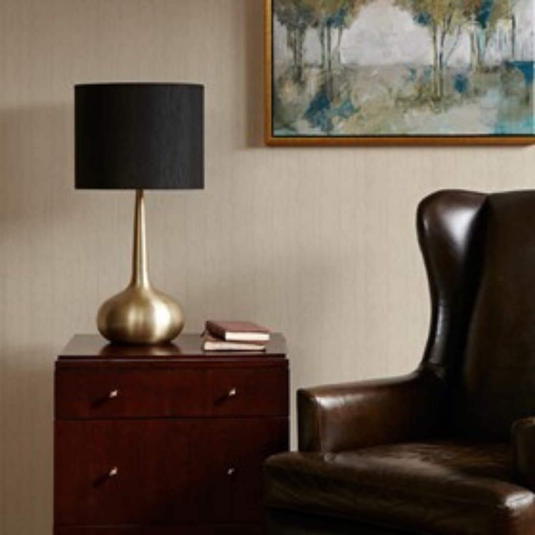 Table Lamp in Gold with Black Shade - HER Home Design Boutique